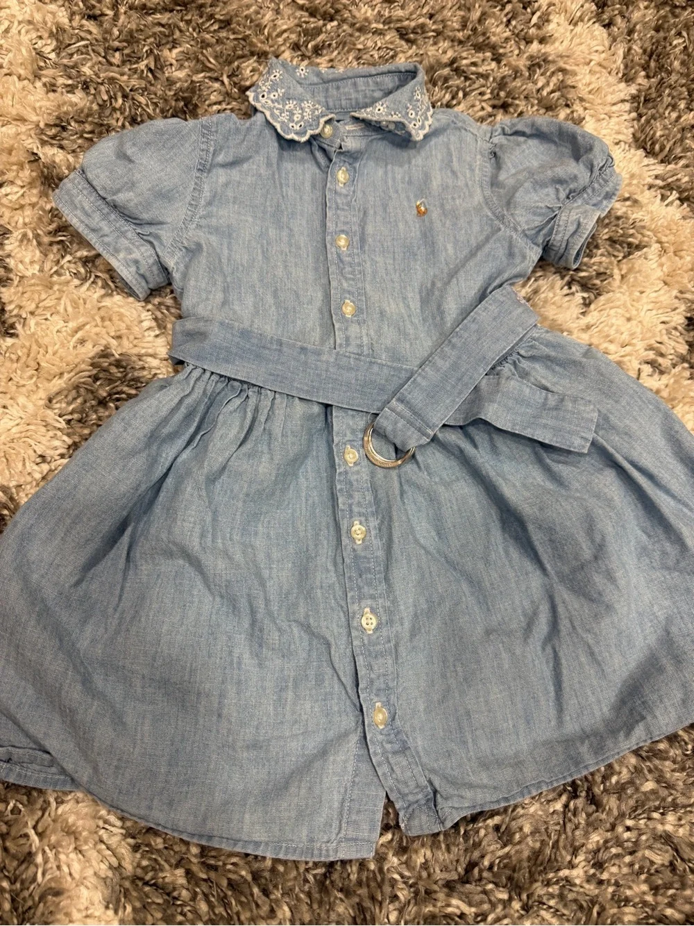 Ralph Lauren Light Blue Chambray Button-Front Belted Dress